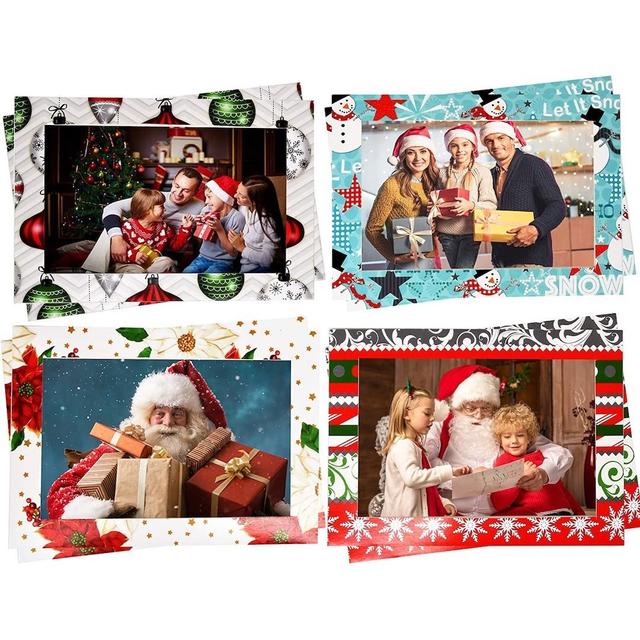 6 x Christmas Photo Frame Cards & Envelopes Personalised any Family Picture