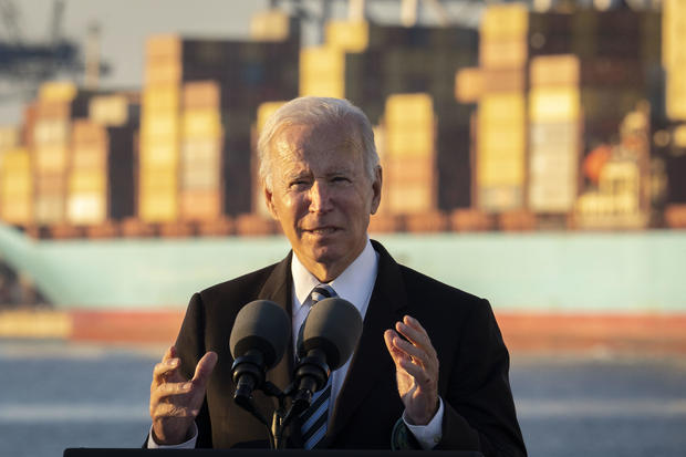 President Biden Discusses The Infrastructure Deal At Port Of Baltimore 
