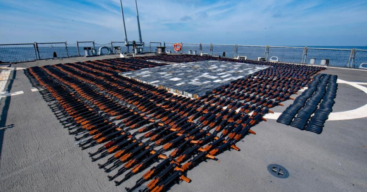 U.S. Navy says large weapons shipment from Iran to Yemen's Houthi rebels seized from "stateless" ship - CBS News