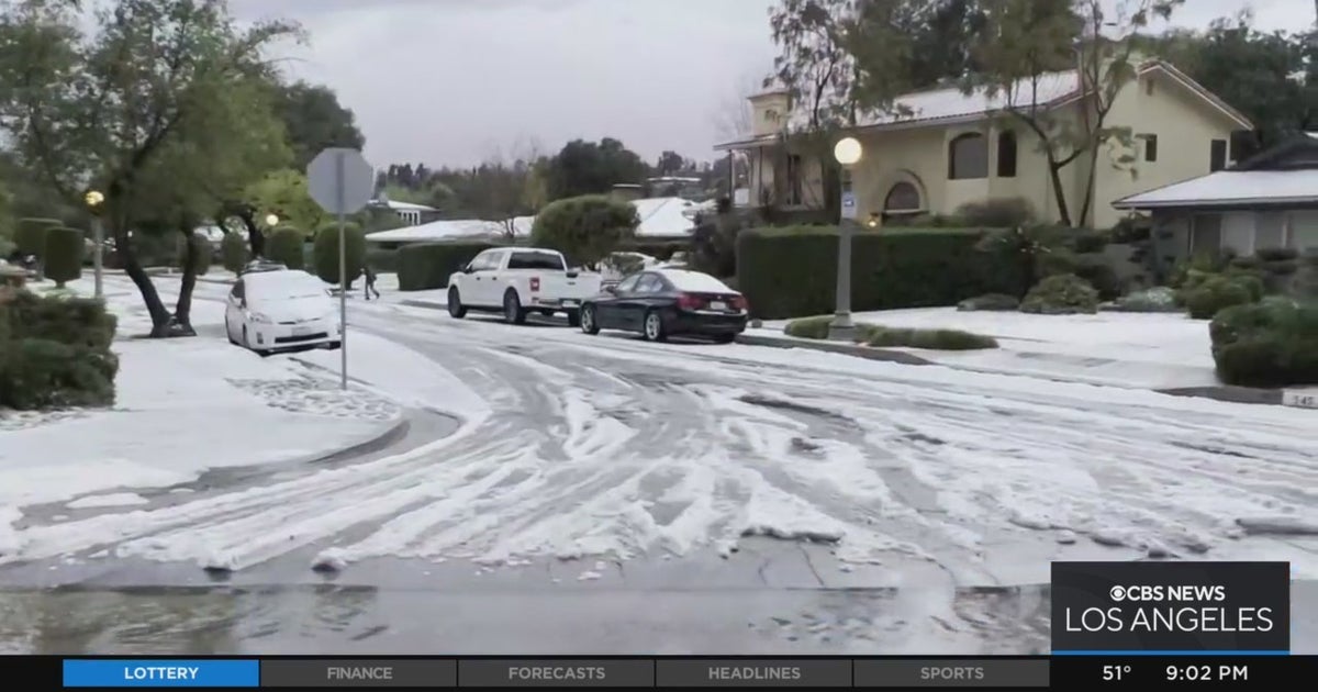 As Hailstorm Hits Pasadena, Residents Head Outside For Wintery Fun