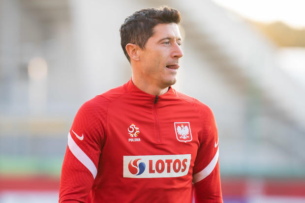 Robert Lewandowski of Poland in action during the official 
