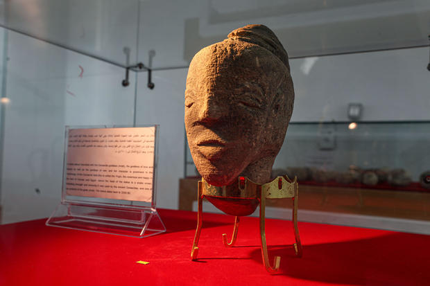 Ancient sculpture found by farmer in Gaza 